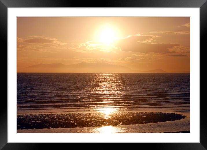 An Arran sunset viewed from Ayr beach Framed Mounted Print by Allan Durward Photography