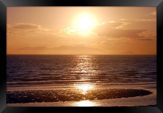 An Arran sunset viewed from Ayr beach Framed Print by Allan Durward Photography