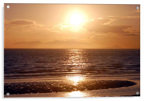 An Arran sunset viewed from Ayr beach Acrylic by Allan Durward Photography