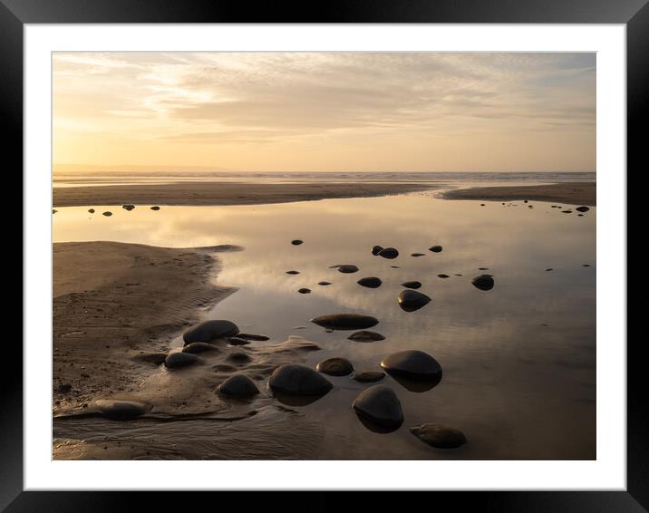 Sunset Pebbles Framed Mounted Print by Tony Twyman