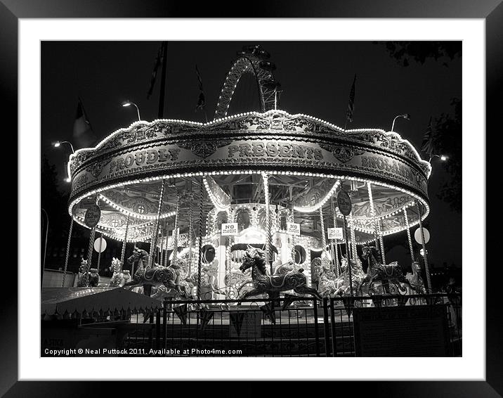 Carousel Framed Mounted Print by Neal P