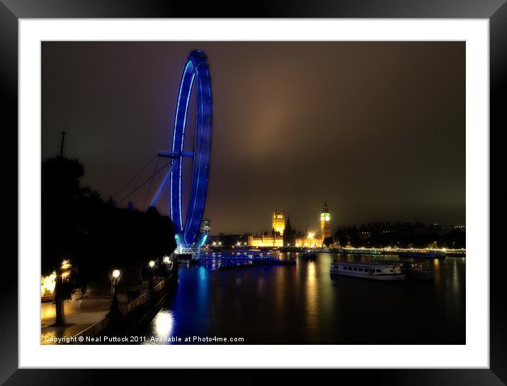 Black and Blue Framed Mounted Print by Neal P