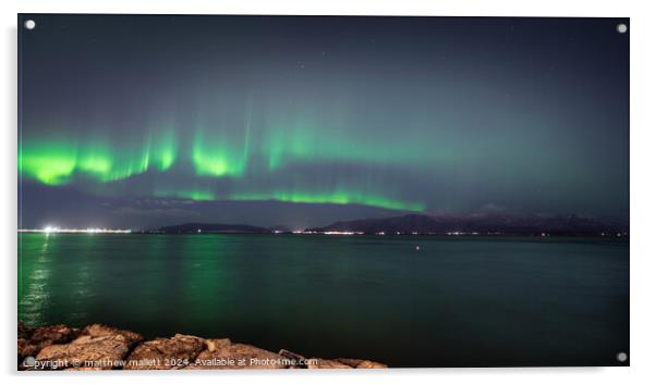 Reykjavik Northern Lights Acrylic by matthew  mallett