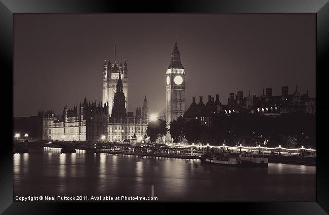 Westminster at Night Framed Print by Neal P