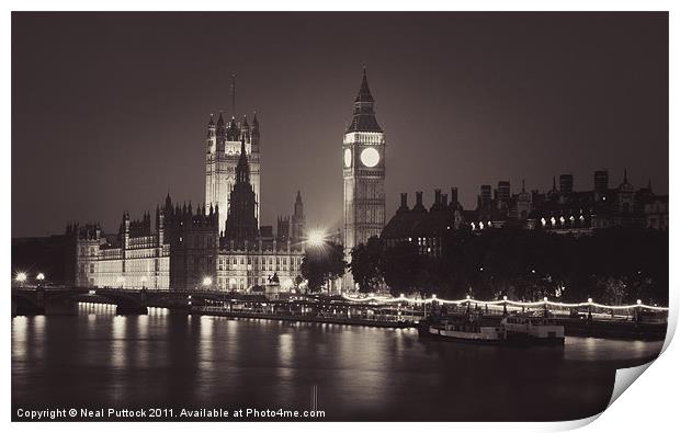 Westminster at Night Print by Neal P