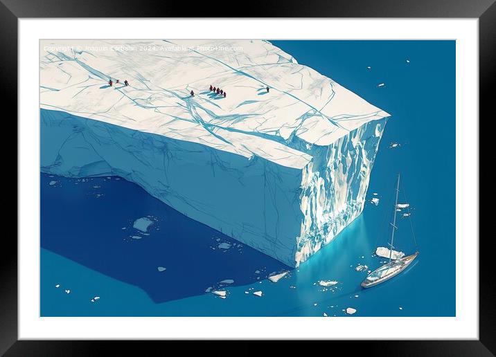 3d illustration of a giant ice block, an iceberg broken off from the platform. Framed Mounted Print by Joaquin Corbalan