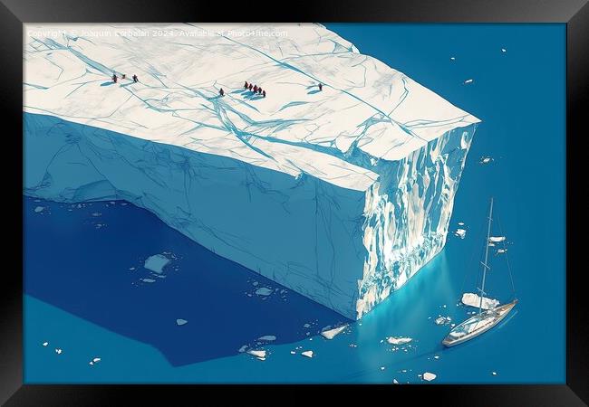 3d illustration of a giant ice block, an iceberg broken off from the platform. Framed Print by Joaquin Corbalan