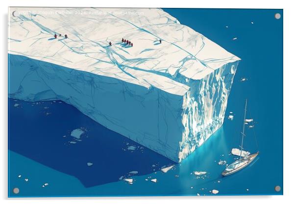 3d illustration of a giant ice block, an iceberg broken off from the platform. Acrylic by Joaquin Corbalan