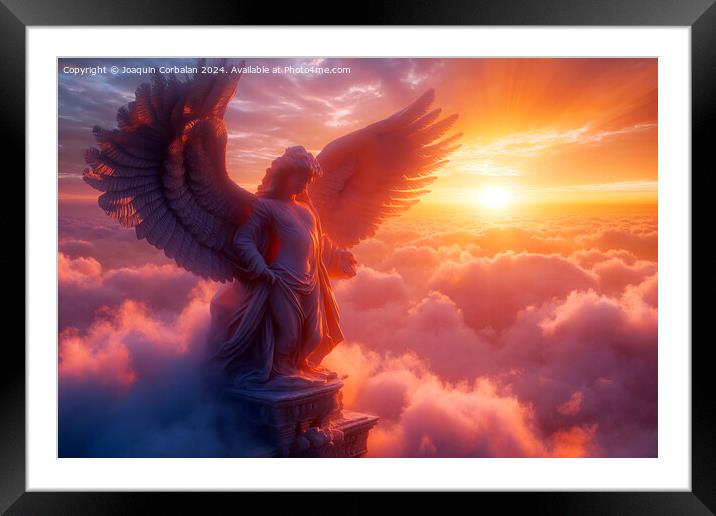 At the heavenly gates, a sculpture of a kind winge Framed Mounted Print by Joaquin Corbalan