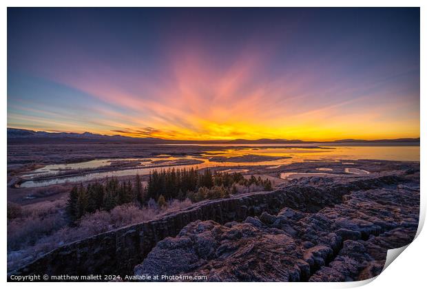 Sunrise in Iceland Print by matthew  mallett