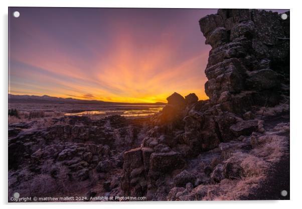 Iceland Winter Sunrise Acrylic by matthew  mallett