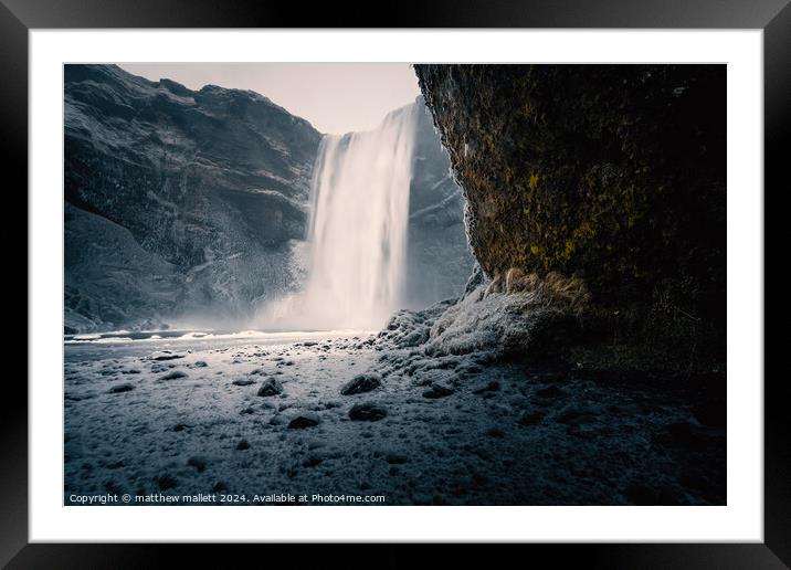 Skogafoss Waterfall Iceland Framed Mounted Print by matthew  mallett