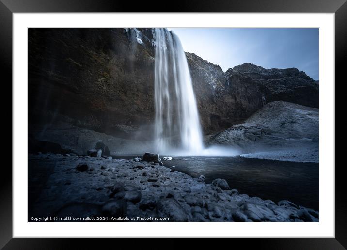 Seljalandsfoss Waterfall Iceland Framed Mounted Print by matthew  mallett