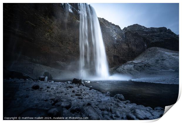 Seljalandsfoss Waterfall Iceland Print by matthew  mallett