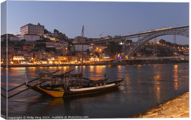 Porto at Night Canvas Print by Philip King