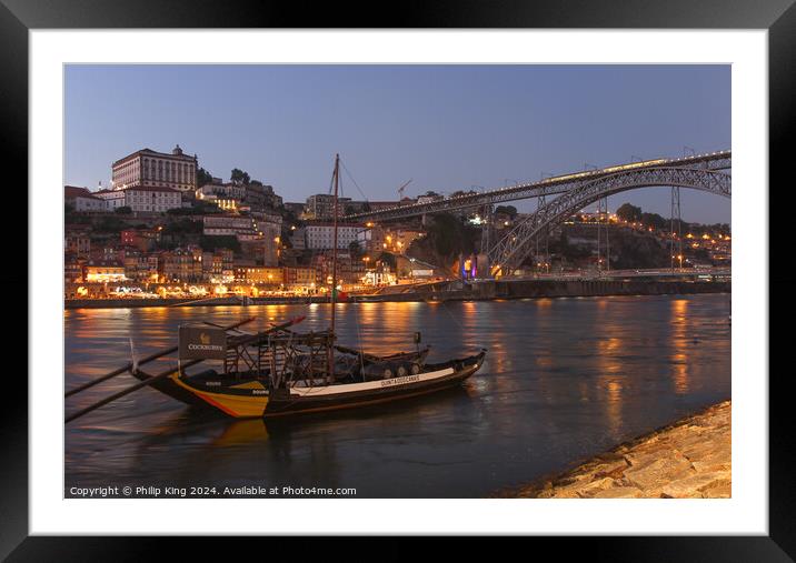 Porto at Night Framed Mounted Print by Philip King