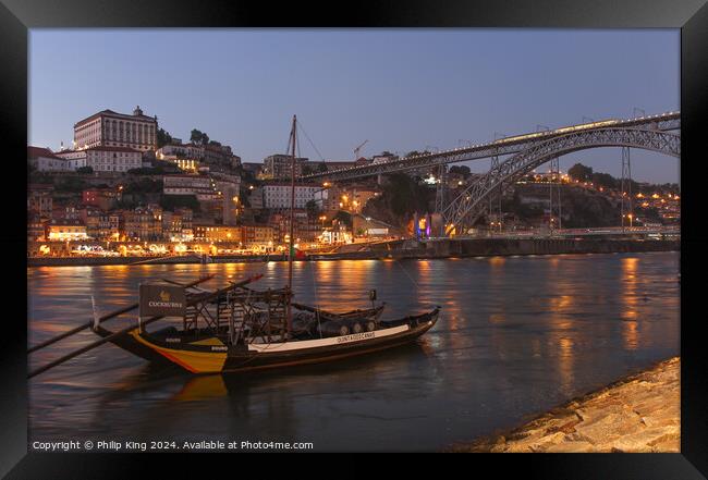 Porto at Night Framed Print by Philip King