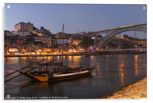 Porto at Night Acrylic by Philip King