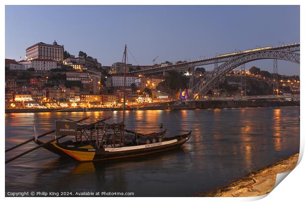 Porto at Night Print by Philip King