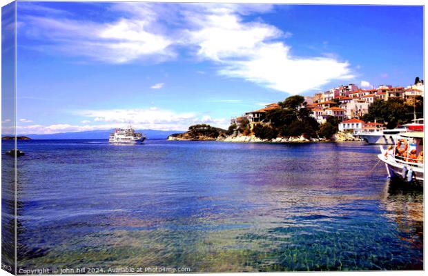 Old port at Skiathos Town, Greece. Canvas Print by john hill