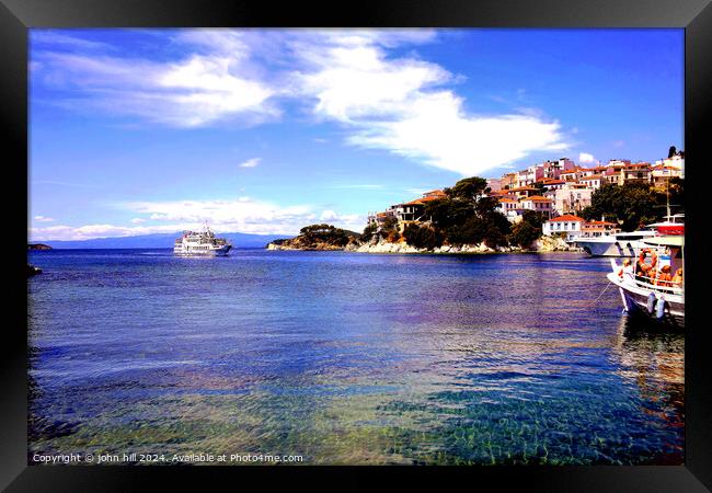Old port at Skiathos Town, Greece. Framed Print by john hill