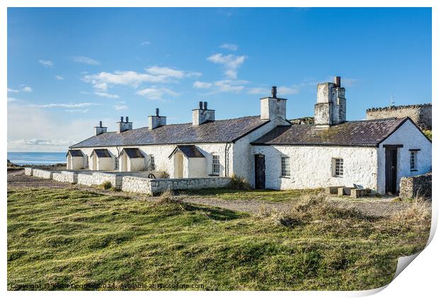 The Pilots' Cottages, Llanddwyn Island, Anglesey Print by Keith Douglas