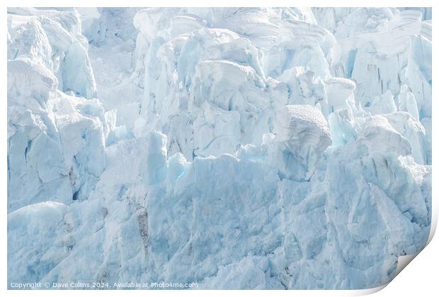 The ice at the front of a glacier, Alaska, USA Print by Dave Collins