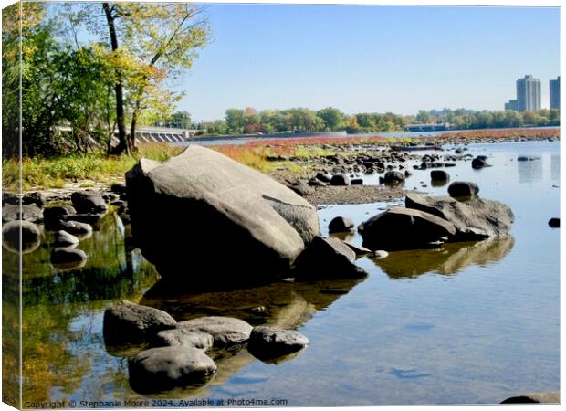 Rocks in the Ottawa River Canvas Print by Stephanie Moore