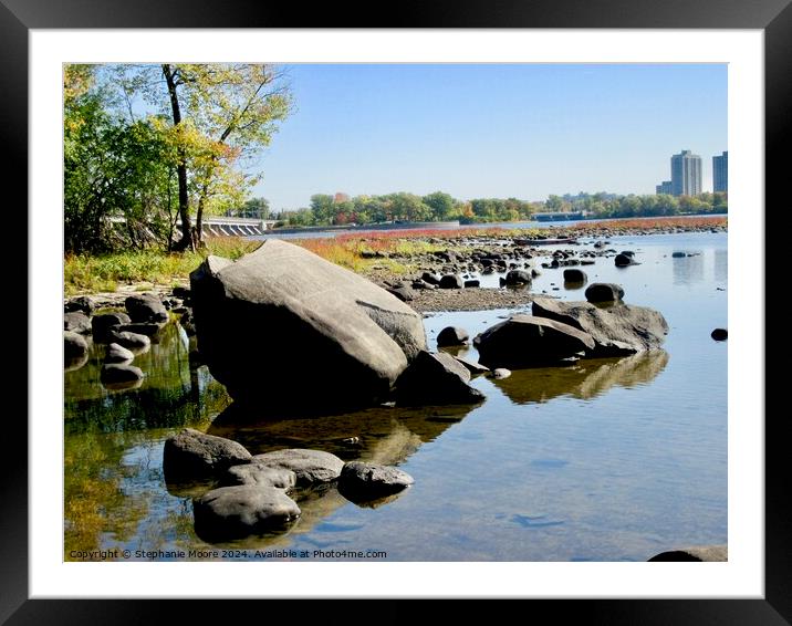 Rocks in the Ottawa River Framed Mounted Print by Stephanie Moore