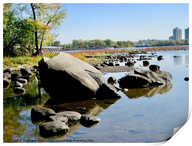 Rocks in the Ottawa River Print by Stephanie Moore