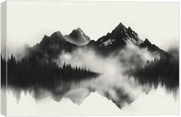 Ilustration of a mountain range in pencil, black a Canvas Print by Joaquin Corbalan