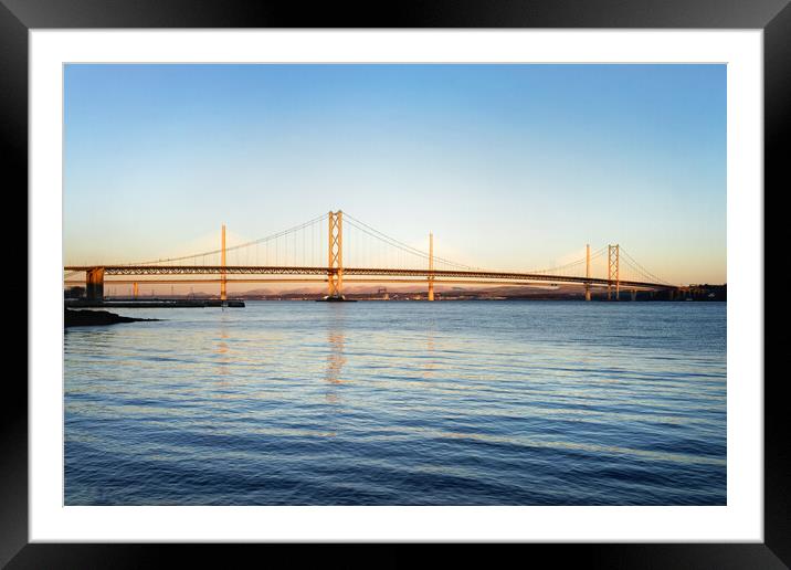 Forth Road Bridge and Queensferry Crossing Framed Mounted Print by Darren Galpin