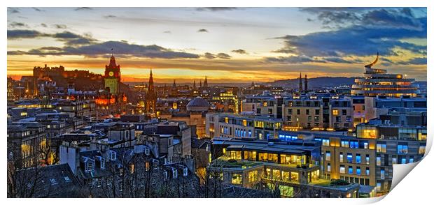 Edinburgh Skyline at Sunset Print by Darren Galpin