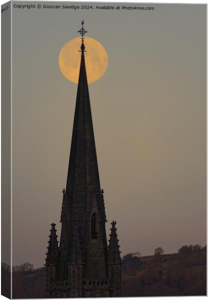 Wolf moon church spire  Canvas Print by Duncan Savidge