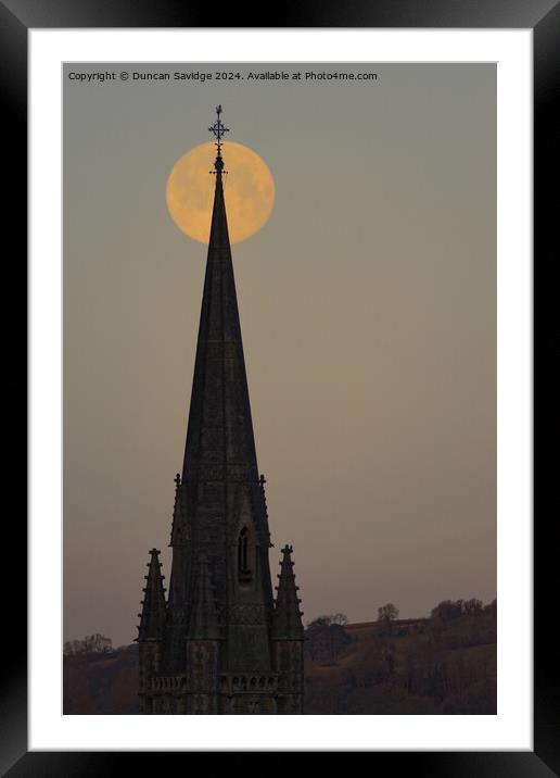 Wolf moon church spire  Framed Mounted Print by Duncan Savidge
