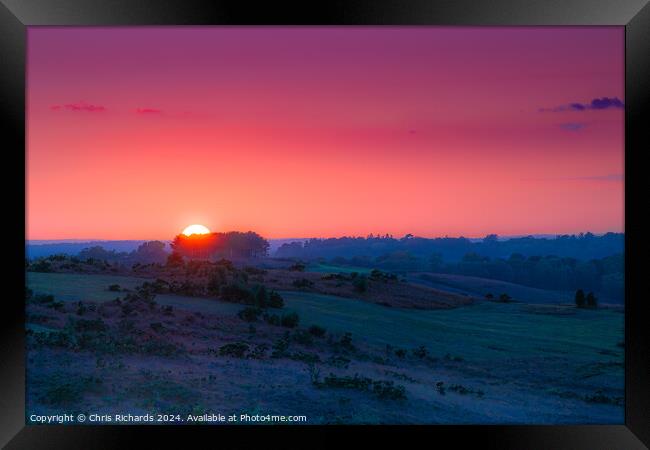 Sunset Over Friends Clump, Ashdown Forest Framed Print by Chris Richards