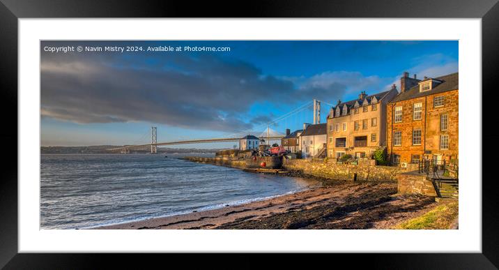 The Forth Road Bridge and North Queensferry Framed Mounted Print by Navin Mistry