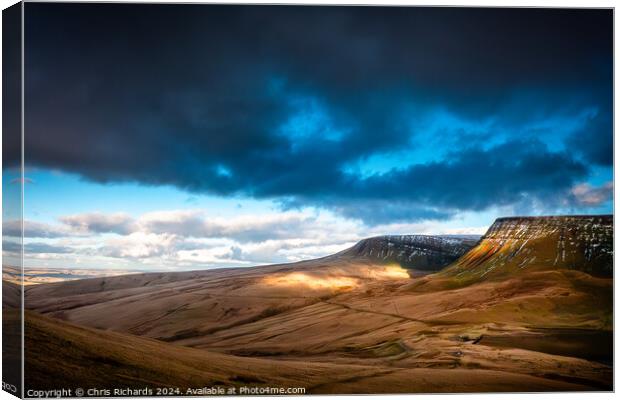 Dramatic Winter Light at Llyn Y Fan Fach, Brecon Beacons Canvas Print by Chris Richards