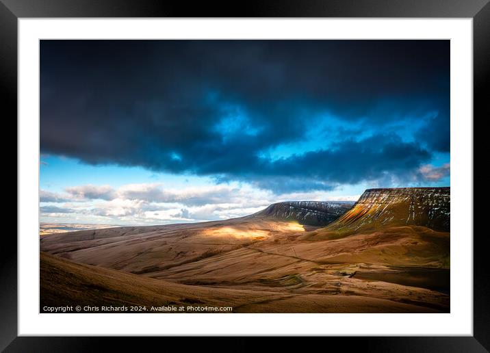 Dramatic Winter Light at Llyn Y Fan Fach, Brecon Beacons Framed Mounted Print by Chris Richards