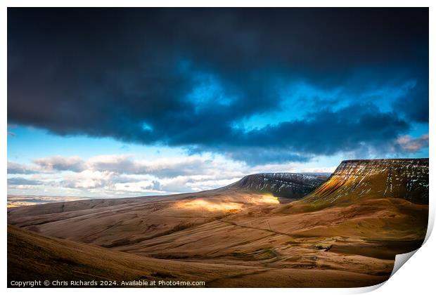 Dramatic Winter Light at Llyn Y Fan Fach, Brecon Beacons Print by Chris Richards