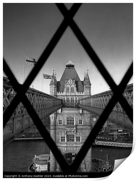Tower bridge through a window  Print by Anthony Goehler