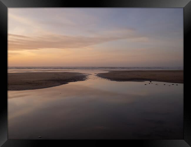 Westward Ho! sunset tidal pool Framed Print by Tony Twyman