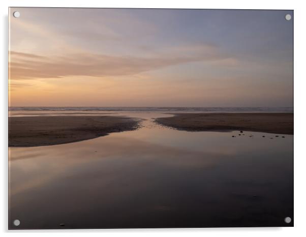 Westward Ho! sunset tidal pool Acrylic by Tony Twyman