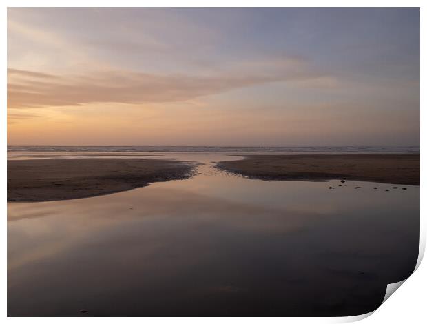 Westward Ho! sunset tidal pool Print by Tony Twyman