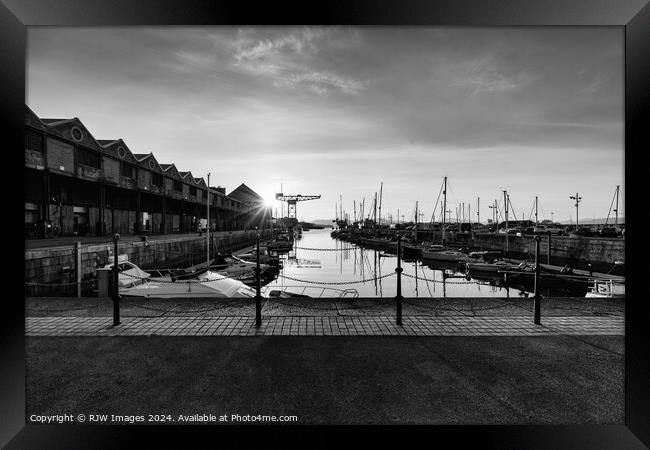 James Watt Marina Sunset Framed Print by RJW Images