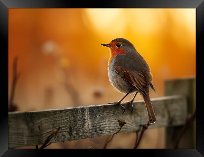 Robin Red Breast Bird Framed Print by T2 