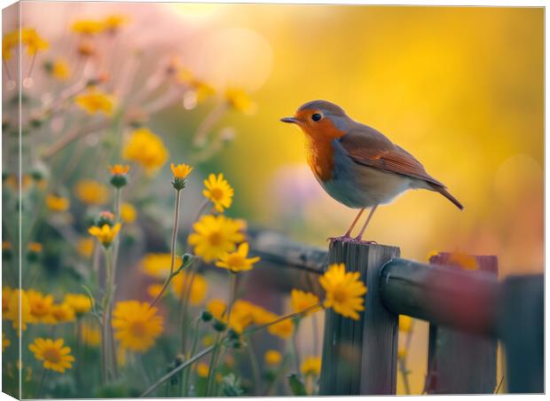 Robin Red Breast Bird Canvas Print by T2 