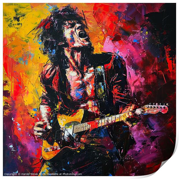 Keith Richards Print by Harold Ninek