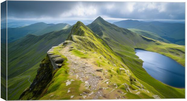 Striding Edge looking back to Glenridding Canvas Print by T2 