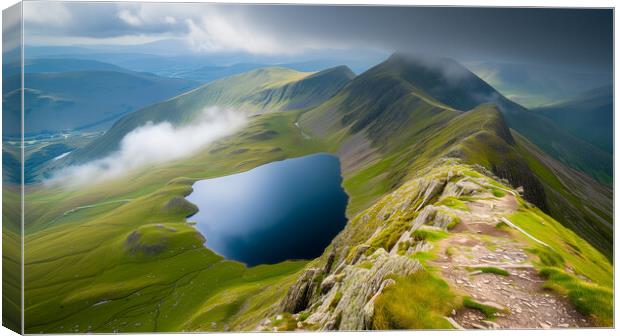 Striding Edge looking back to Glenridding Canvas Print by T2 